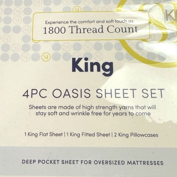 Sweet Home Collection Classic 4-Piece Bed Sheet Set - Oasis Blue Mandala - King - Picture 3 of 3